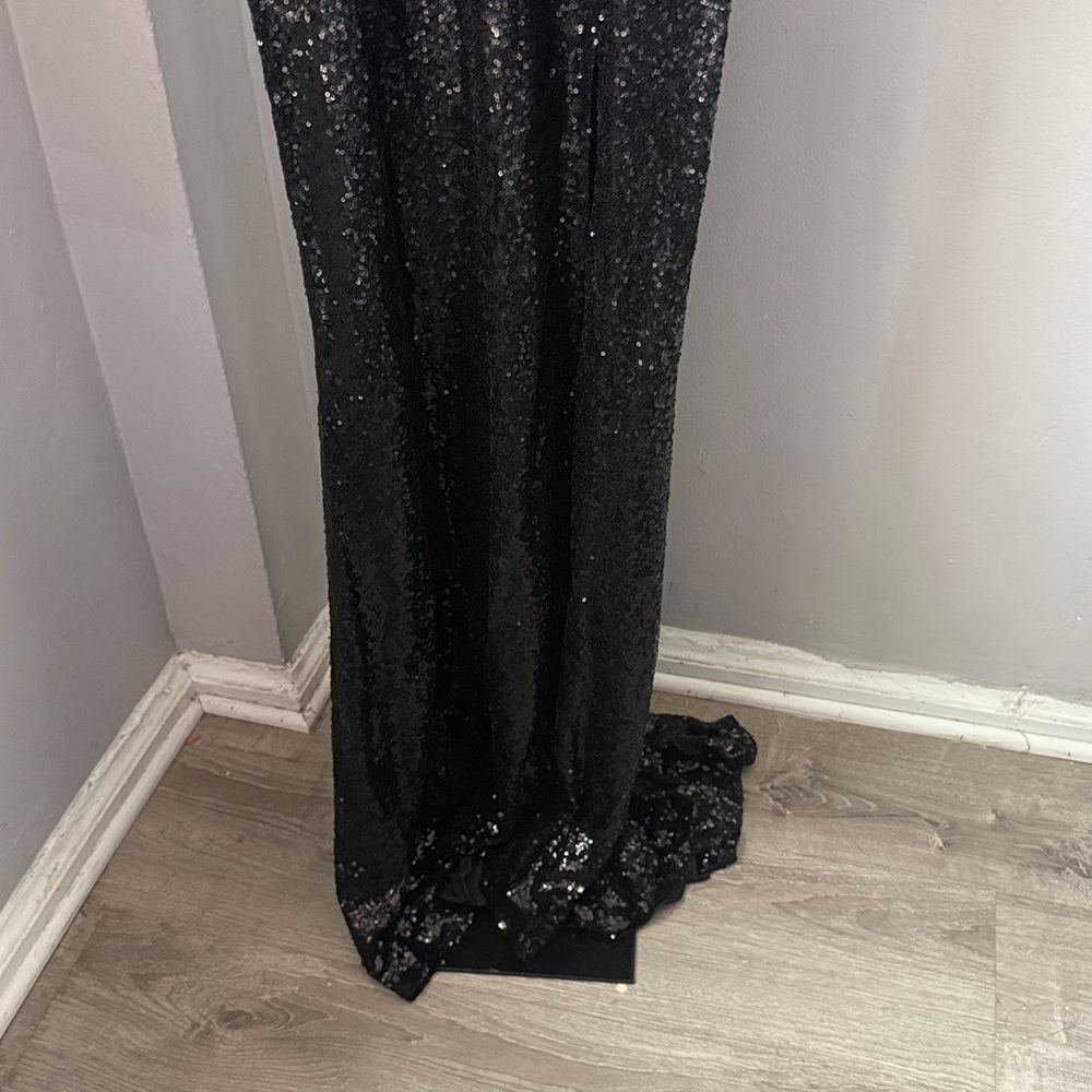 Glow Dress Black Sequin Rhinestone Open Back Prom Formal Homecoming NWT - Picture 6 of 17